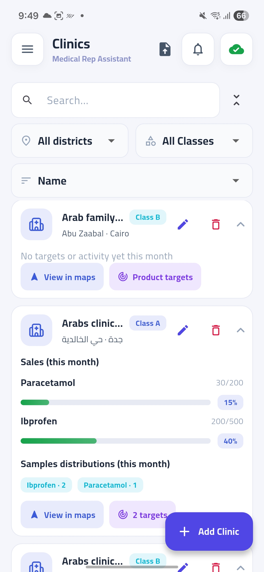 کلینک، سیلز اور نمونے